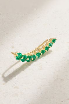 Anita Ko's earring is designed to follow the natural curve of your lobe. It's cast from 18-karat gold and shimmers with graduated emeralds. Show it off with tucked-back hair. Anita Ko Jewelry, Anita Ko, Natural Curves, Enamel Earrings, Emerald Earrings, Single Earring, Fine Jewellery Earrings, White Diamond, Women Collection