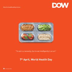 an advertisement for the world health day with food in trays on top of each other