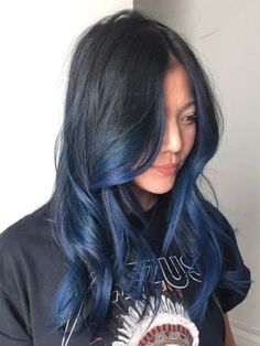 Blue Hair Highlights, The Trend Spotter, Blue Ombre Hair, Hair Color Underneath, Gorgeous Hair Color, Haircut Styles, Pretty Hair Color, Hair Color For Women, Hair Color Blue