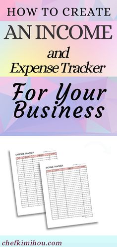 two sheets of paper with the title how to create an in - line and expene tracker for your business