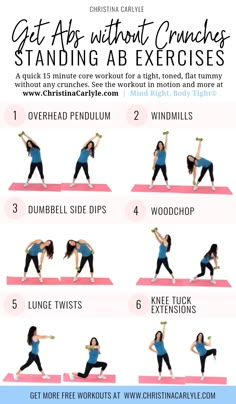 Standing Ab Exercises, Calorie Burn, Toned Tummy, Standing Abs, Ab Exercises, Trening Fitness, Toned Abs, At Home Workout Plan, Ab Workout