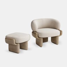 the chair and ottoman are both designed to look like they have been made out of wood