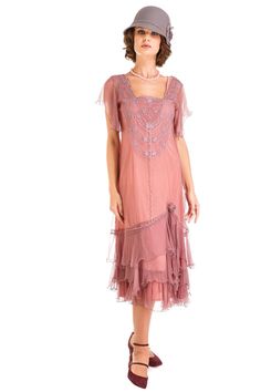 Nataya Alexa AL-283 Mauve Dress 1920s Day Dress, Titanic Dress, 1920s Fashion Dresses, 20s Dresses, Great Gatsby Dresses, Informal Wedding Dresses, Flapper Style Dresses, Slider Buns, Gatsby Dress