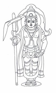 Line-Art Balarama Avatar Balarama Avatar, 10 Avatars, Ganesha Drawing, Pencil Sketch Images, Temple Art