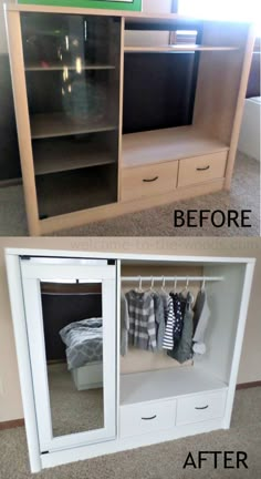 the before and after pictures of a closet makeover