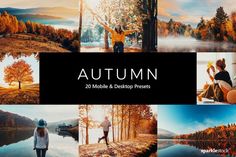 the autumn photoshopped collection is filled with beautiful images and text that are perfect to use