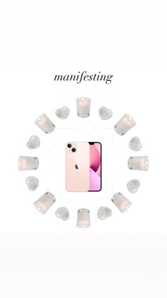 an advertisement for the new iphone is shown with candles and cups in front of it