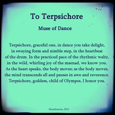 a poem written in black and white on a blue background with the words to terpschore