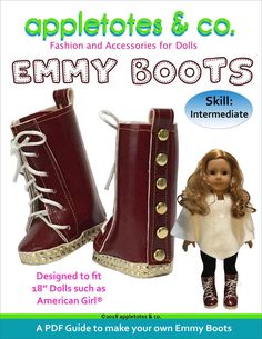 the doll is wearing red boots with white laces