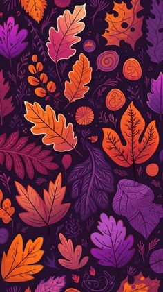 an image of colorful leaves on a purple background