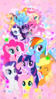 many little ponys are grouped together in the same group, all with different colors