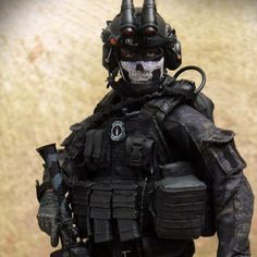 an action figure is shown in full gear