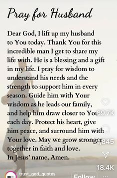 a poem with the words pray for husband