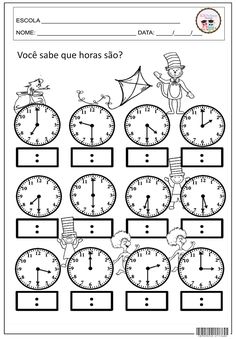 a worksheet for telling time to the hour in spanish with an image of clocks