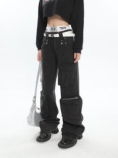 Size(cm) Length Waist Hip Thigh S 104 72 94 49 M 105 74 98 50 L 106 76 102 51 Size: S M L Color classification: smoke gray Year Season: Spring 2023 Length: trousers Color: dark Black Pants With Zip Fly For Fall, Black Cargo Pants With Zip Fly For Fall, Black Bottoms With Zip Fly For Fall, Trendy Black Pants With Zip Fly, High-rise Streetwear Pants With Cargo Pockets, High-rise Pants With Cargo Pockets For Streetwear, High Rise Streetwear Pants With Cargo Pockets, High Rise Pants With Cargo Pockets For Streetwear, Utility Pants With Zipper Closure For Fall