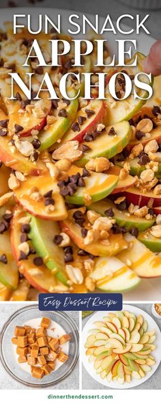 an apple nachos recipe with chocolate chips and apples