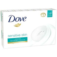 DOVE  SENSITIVE   UNSCENTED,   FRAGRANCE   FREE   WOMEN'S   3.75  OUNCE   MOISTURIZING   BAR   SOAP  (( 16  BARS   OF   SOAP   TOTAL)),   BRAND  NEW (1)    TOTAL   OF   60   OUNCES (2)    UNSCENTED   FOR   SENSITIVE   SKIN (3)    INCLUDES   MOISTURIZING&n Dove Sensitive Skin, Dove Bar Soap, Dove Bar, Dove Beauty Bar, Dove Soap, Skin Bar, Dove Beauty, Gentle Facial Cleanser, Dove Body Wash