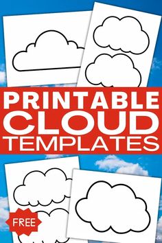 printable cloud templates for kids to color on the sky with clouds in the background