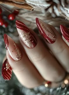 Art Noel, Christmas Tree Nails, Red Christmas Nails