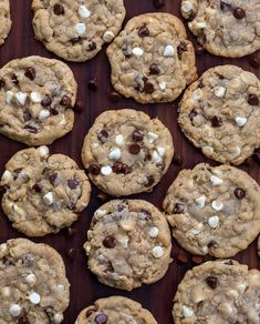 chocolate chip cookies with marshmallows on top