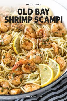 this old bay shrimp scampi pasta is so good and it's ready to be eaten