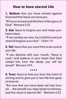 the text on top of a page that says, how to have external life 1 believe that you have sinned against god and that jesus