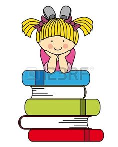 Little girl with many books. fun illustration of back to school Back To School Vector, Magic Library, Books Vector, School Vector, School Murals, School Clipart, Fun Illustration, Banner Printing, New Baby Cards