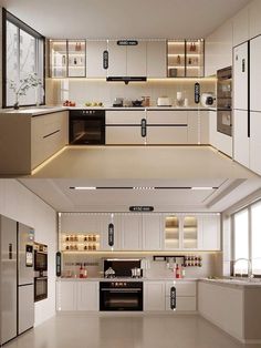 Minimalist Modern Kitchen Ideas, U Shaped Kitchen Minimalist, Open Kitchen L Shape Layout, Open L Shaped Kitchen, Kitchen Interior U Shape Modern, Modular Kitchen U Shape, Kitchen L Shaped Design, U Shape Open Kitchen, Best L Shaped Kitchen Layout