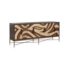 the sideboard is made out of wood and has an abstract design on it's sides