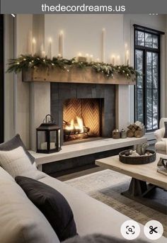 a living room filled with furniture and a fire place