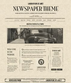 a newspaper page with an old car on it