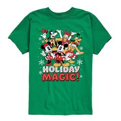 He will be ready for holiday gatherings with this boys' Mickey Mouse & Friends Holiday Magic Tee. © Disney FEATURES Crewneck Short sleevesFABRIC & CARE Solid colors: cotton; Heather colors: cotton, polyester Machine wash Imported Size: X Large. Color: Med Green. Gender: male. Age Group: kids. Pattern: graphic. Material: Polyester|Cotton. Disney Crew Neck Holiday Tops, Disney Green T-shirt With Graphic Print, Disney Christmas Shirts Family Kohl's, Disney Graphic Print T-shirt For Holiday, Vintage Mickey Christmas Shirts, Disney Attire, Mike And Sulley, Christmas Glasses, Disney Valentines