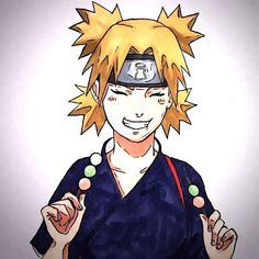 a drawing of naruto holding two fingers up in front of his face and looking at the camera