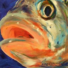 an acrylic painting of a fish's face