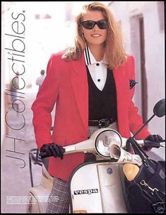 JH Collectibles ad. (1990) Deconstructed Suit, Fashion Ads, Vespa Girl, Scooter Girl, Retro Sport, 90's Fashion, Sporty Casual