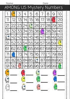 an image of a printable game with numbers