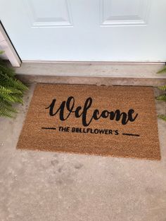 a welcome mat with the words welcome to the bellflower's written on it