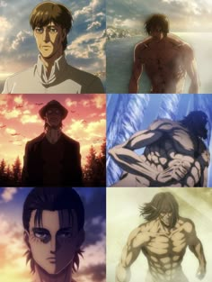 four anime characters with different body shapes