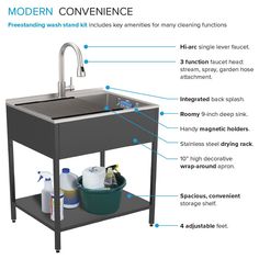 Transolid’s laundry sink with washstand is perfect for both indoor and outdoor use! This compact and affordable sink is made of 18 gauge stainless steel, ensuring durability and long-lasting use. With its compact design, our sink can fit easily into small spaces, making it ideal for apartments, condos, and small laundry rooms. The sleek and modern look adds a touch of sophistication to any space, while the washstand provides ample storage space for all your cleaning essentials. Upgrade your cleaning game with our indoor/outdoor laundry sink with washstand today! Transolid 22.1-in x 28-in 1-Basin Matte Black Freestanding Laundry Sink with Faucet Stainless Steel | K-EWS-2822S-MB Free Standing Sink Kitchen, Outdoor Laundry, Landry Room, Utility Sinks, Free Standing Sink, Cleaning Essentials, Cleaning Games, Outdoor Sinks, Laundry Sink