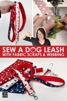 sew a dog leash with fabric scraps and webbing - step by step instructions