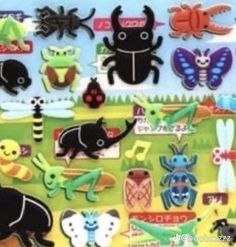 an image of stickers with animals and bugs on them