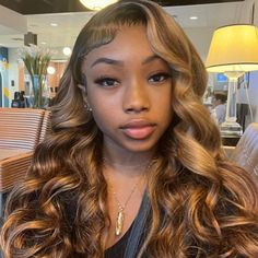 PRODUCT FEATURES Hair Material: 100% Virgin Brazilian Human Hair, 10A Grade, No Really Shedding, No Tangle, No Bad Smell.Hair Color: P4/27Wig Density: 150% DensityHair Length: 12 inch - 30 inch are availableTexture: Body Wave Hair, Natural Hairline, Soft, Comb Easily, Can Re-style and Color well.Lace Net: HD lace, Pre-plucked with Baby Hair, Natural HairlinePack: 1 PieceSHIPPING & RETURNS& SERVICES Shipping: Your wig will be shipped with in 24-48 hours, we know you are eager to get it, we will s Black Wig With Honey Blonde Highlights, Middle Part Wig With Blonde Highlights, Honey Blonde Hair Sew In, Honey Blonde And Black Wig, Lace Front Wigs Hairstyles For Black Women, 27 Wig Color, Honey Blond Hairstyles, Honey Blond And Brown Hair, Cute Cheap Wigs