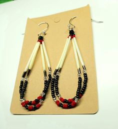 A gorgeous set of Nativecrafted Porcupine Quill Earrings with glass beads. Length 2.5 inches long Porcupine Quill Jewelry, Porcupine Quill Earrings, Quill Earrings, Earring Inspiration, Porcupine Quills, Beaded Earrings Diy, Earrings Diy, Native Jewelry, Earrings Inspiration