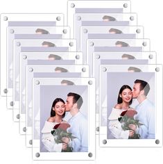 a set of six photo magnets with a couple kissing each other and holding a rose