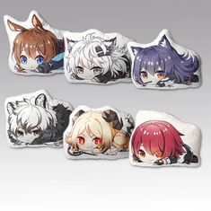 four pillows with anime characters on them