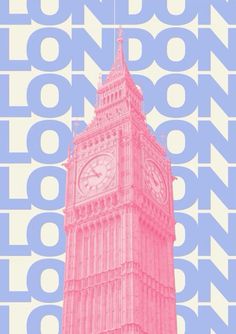 Graphic Design Poster Big Ben Art, London Wallpaper, Printable Wall Collage, London Poster, St Pancras, Pink Posters, Picture Collage Wall, Preppy Wallpaper, Liberty London