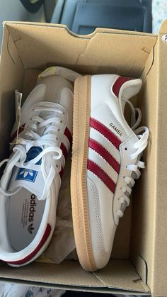 (my photo) #adidas #samba #shoes Red Adidas Shoes Women, Samba Colors, Maroon Sambas, Adidas Shoes Aesthetic, White Adidas Samba, Red And White Sambas, Sambas Aesthetic, Adidas Samba Maroon