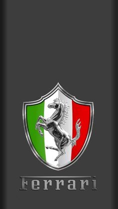 the ferrari logo is shown on a black background with red, white and green stripes