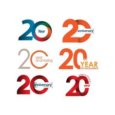 the 20th anniversary logo is shown in different colors