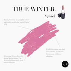 Lipstick For True Winter, True Winter Blush, Cool Winter Lipstick, True Winter Lipstick, Bright Spring Palette, Makeup Color Palette, Jewel Winter, Flattering Makeup